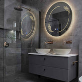 Specchio LED Rotondo | Pulsanti touch | Funzione anti-appannamento | Luce bianca calda - Reyze Serie Good Vibes Modello 1